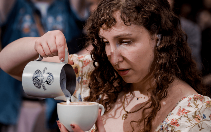 Barista competing in the Latte Art World Championship Open
