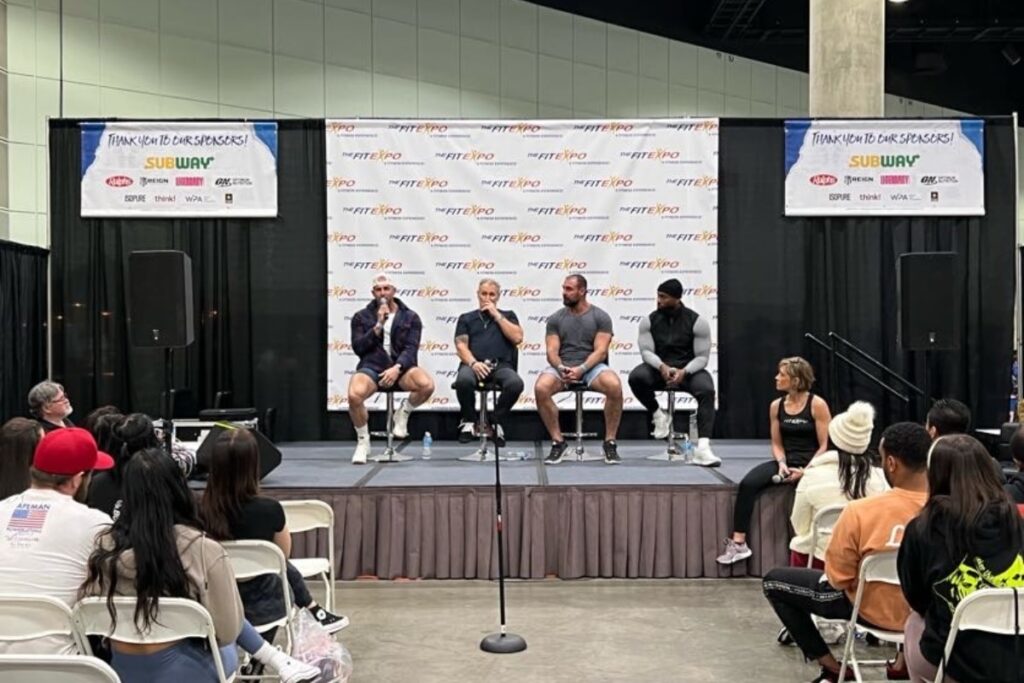 Panel discussion on stage at TheFitExpo