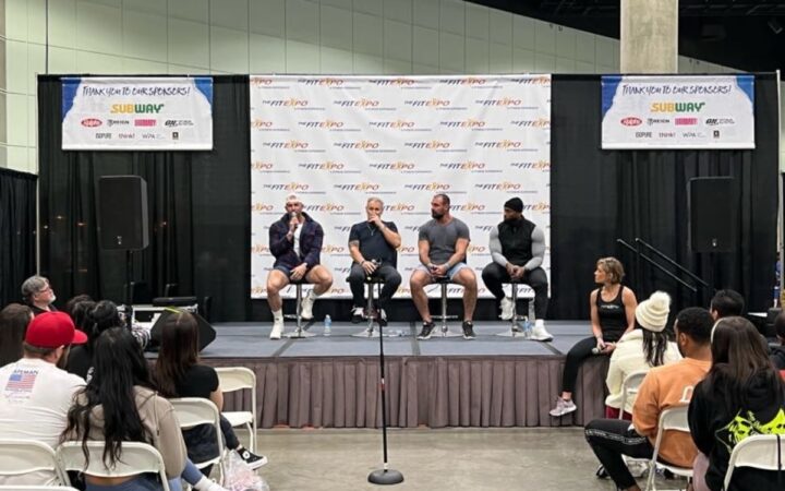 Panel discussion on stage at TheFitExpo