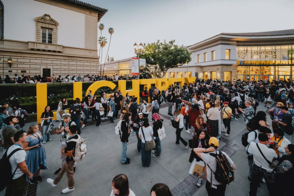 Crowd outside the Pasadena venue