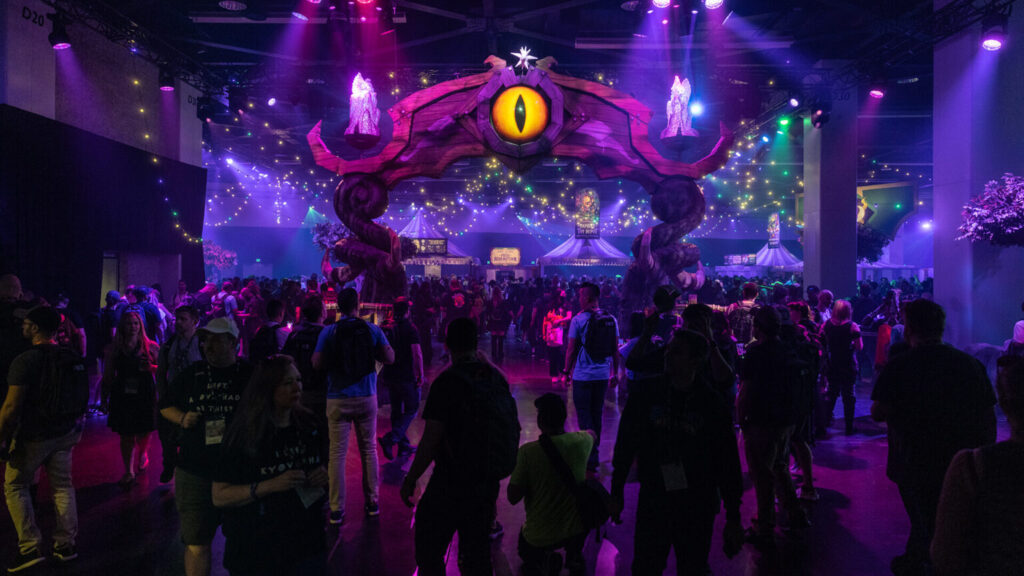 Attendees at a BlizzCon show floor installation