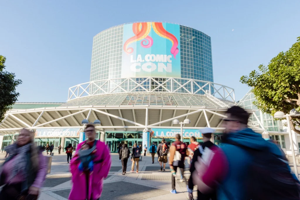 Attendees outside the Los Angeles Convention Center