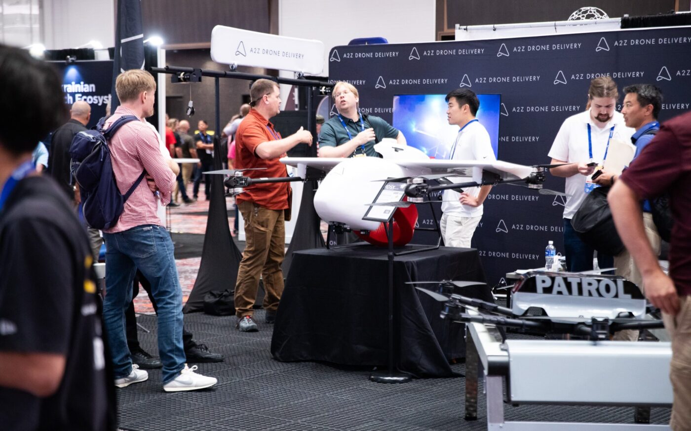 Drone delivery booth at Commercial UAV Expo