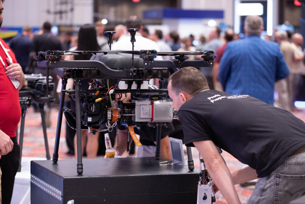 Multirotor drone on display