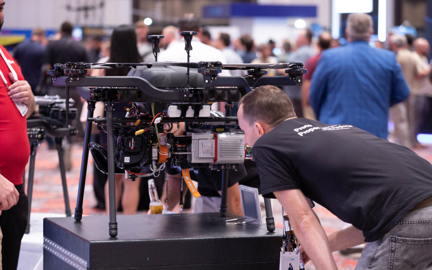 Multirotor drone on display