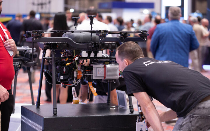 Multirotor drone on display