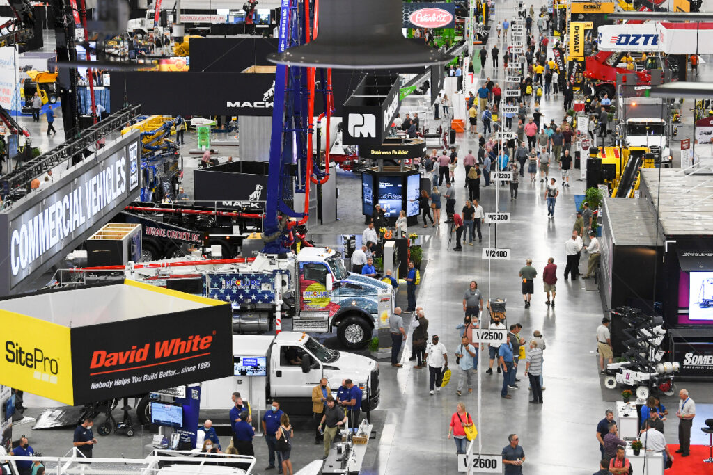 Indoor aisle of equipment booths