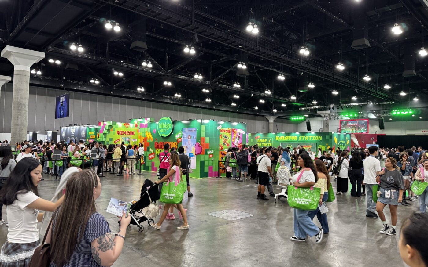 Crowds exploring the KCON LA 2026 Festival Grounds and Olive Young Festa