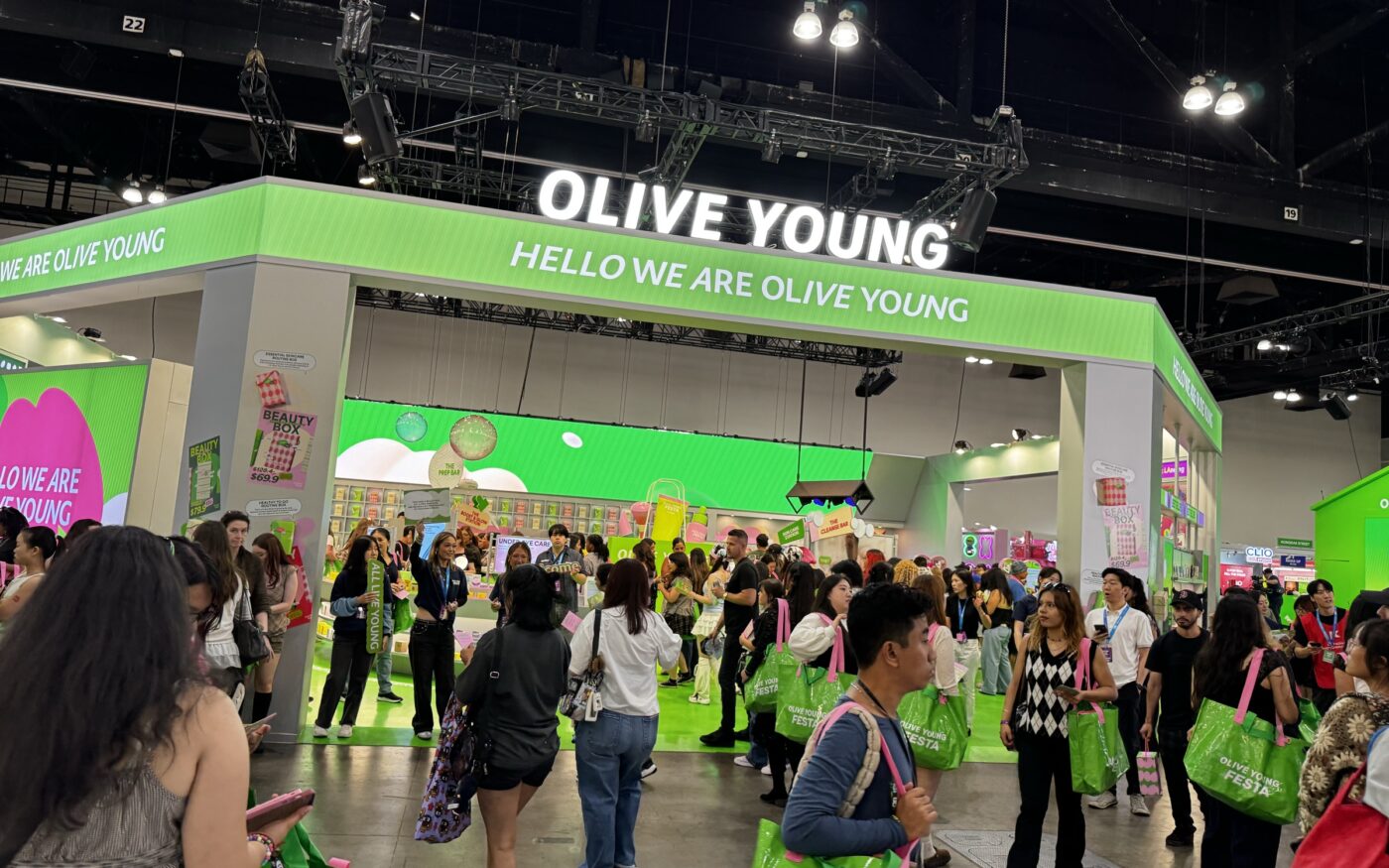 Visitors enter the central Olive Young Store inside Olive Young Festa LA 2026