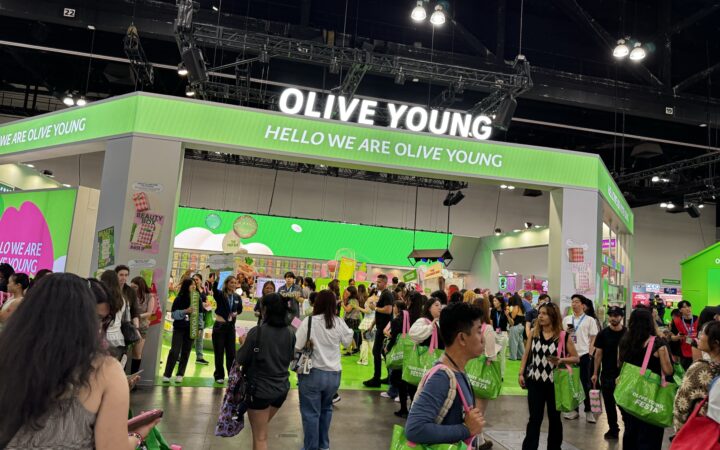 Visitors enter the central Olive Young Store inside Olive Young Festa LA 2026