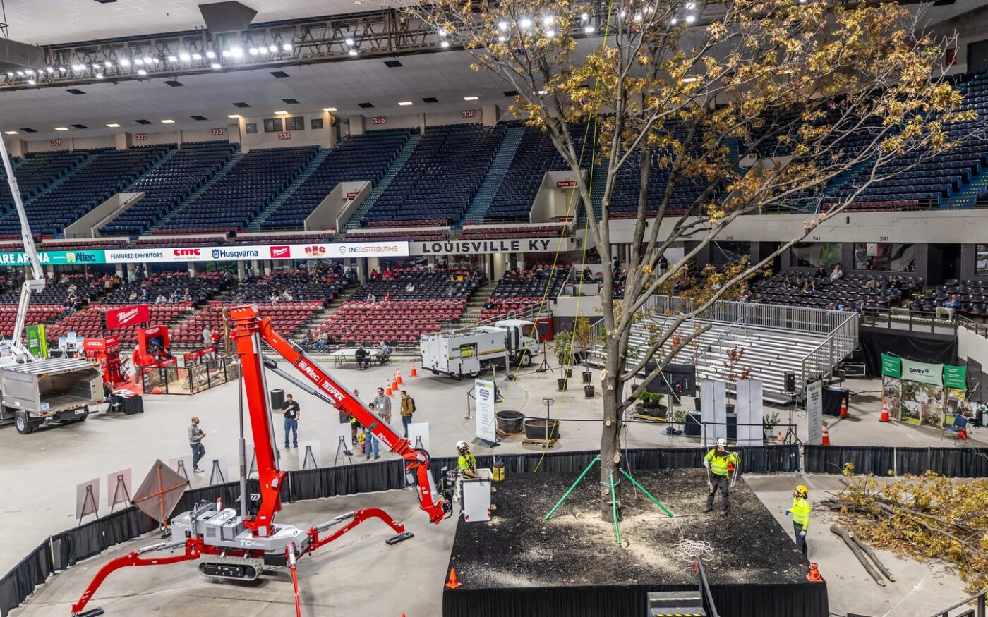 Outdoor power equipment and landscaping demonstration area at Equip Exposition